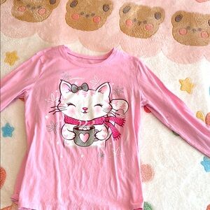 Pink Cat Graphic Kids Shirt